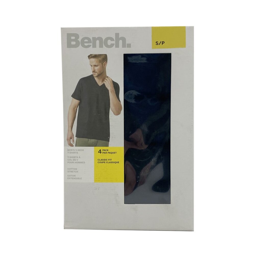 Bench Men's Black V-Neck T-Shirts | 4 Pack | Various Sizes **NEW